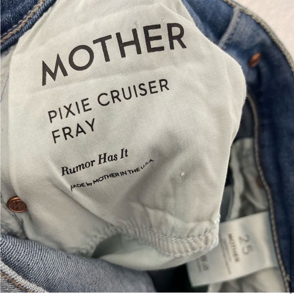 Mother High Waisted Button Fly Pixie Cruiser Fray… - image 5